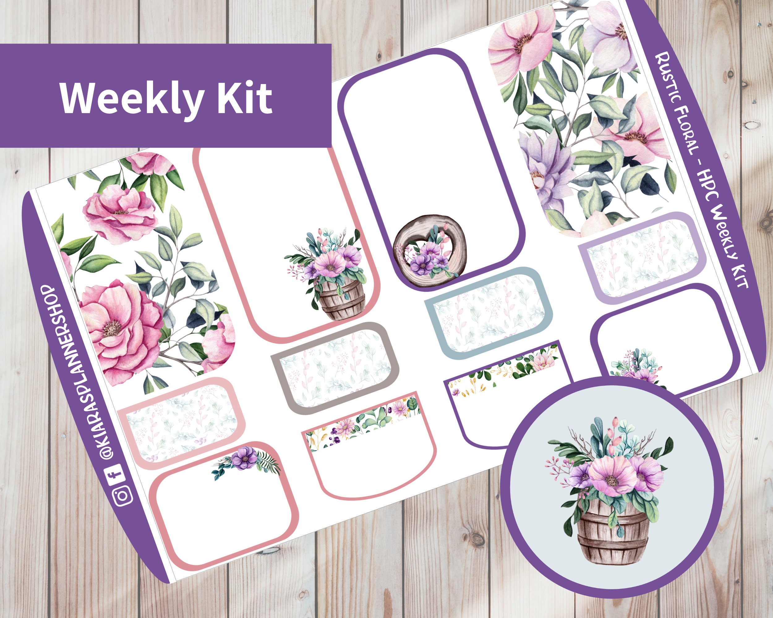 Rustic Floral - Printable Weekly Sticker Kit for Happy Planner Classic ...