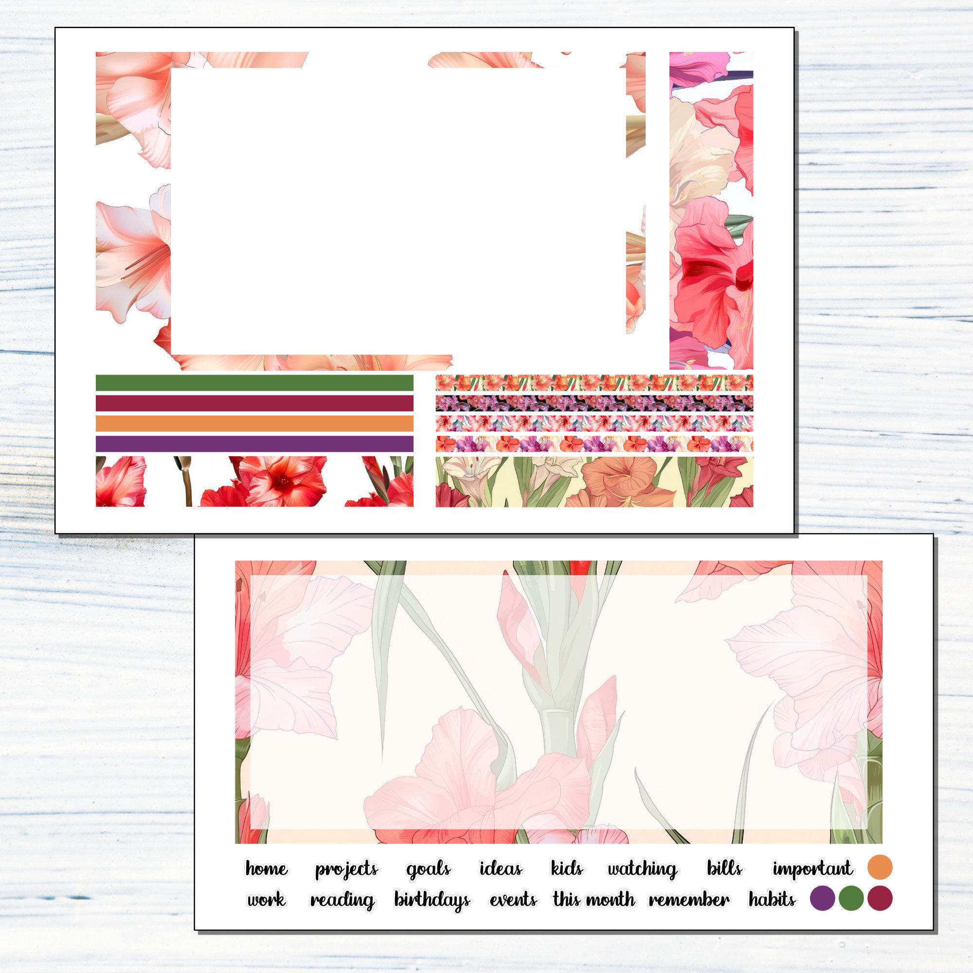 7x9 Dashboard - August Gladiolus Printable Dashboard Sticker Kit for ...
