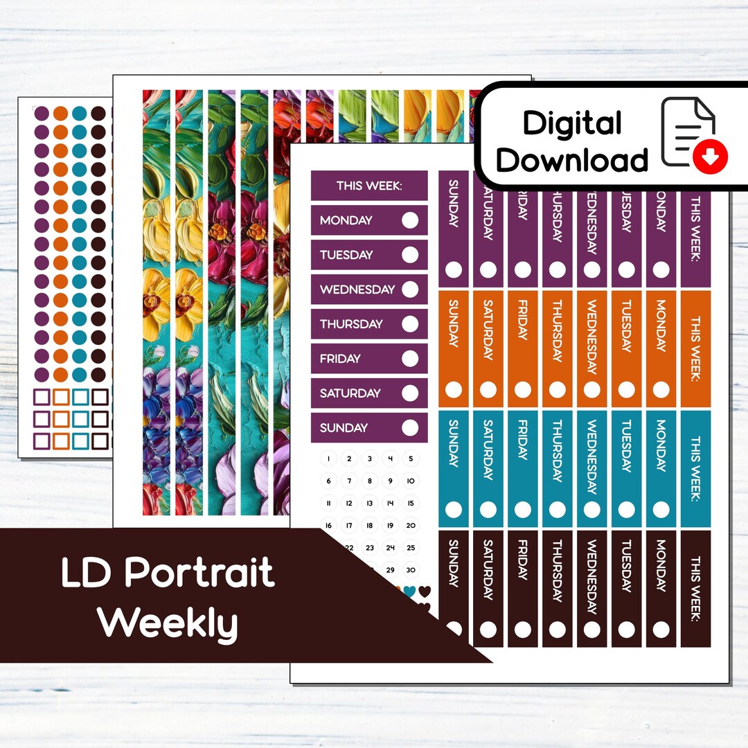 Scout Large Weekly - Painted Floral - Printable Weekly Sticker Kit for ...