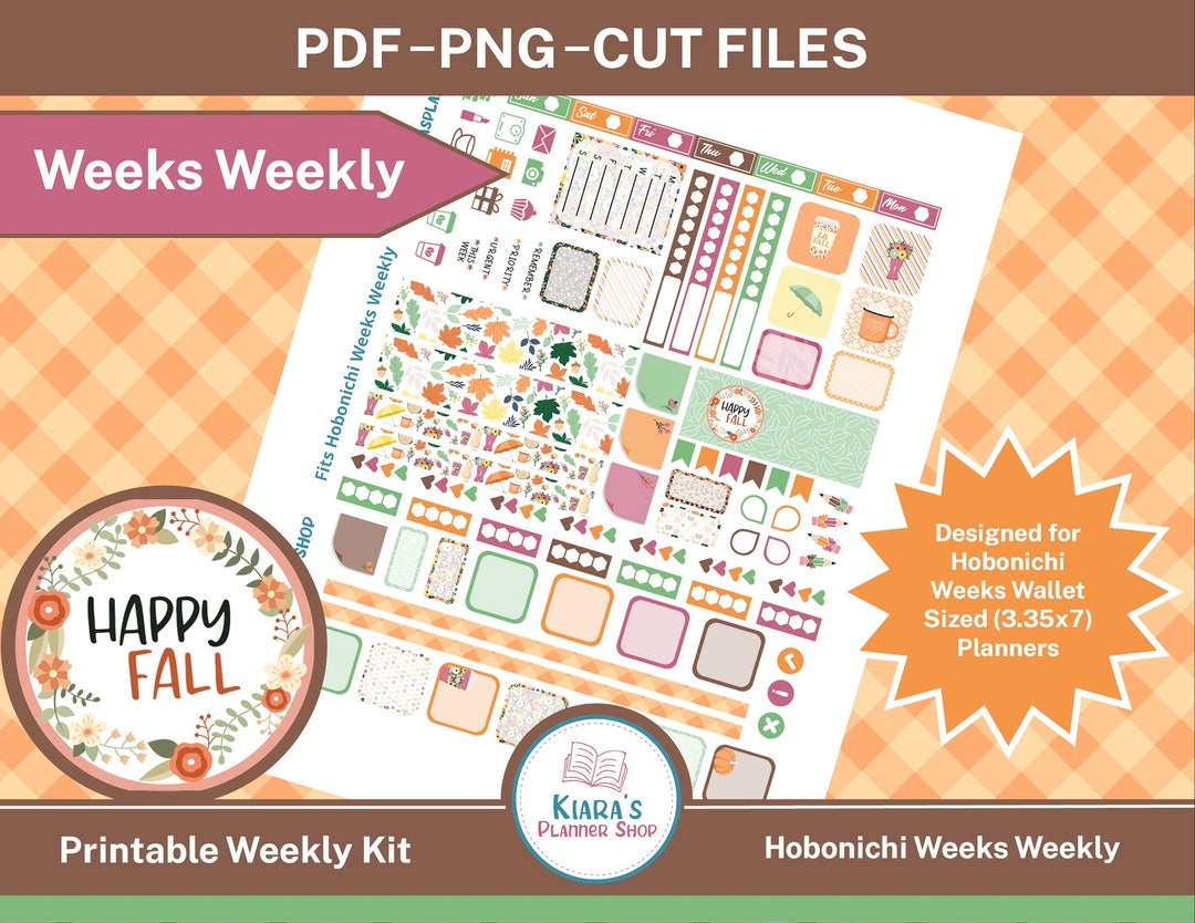 Happy Fall - Hobonichi Weeks Printable Weekly Sticker Kit (HFHWW) (3 ...