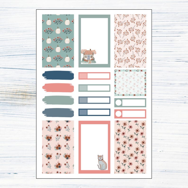 HP Classic Weekly - Floral Fall Printable Weekly Sticker Kit for Happy ...