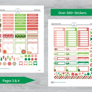 Watermelons - Printable Monthly Sticker Kit for Happy Planner BIG ...
