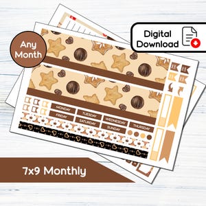 7x9 Mensal - Kit de adesivos mensais para impressão de Natal doce para planejadores 7x9 Erin Condren - Kit de download instantâneo 107