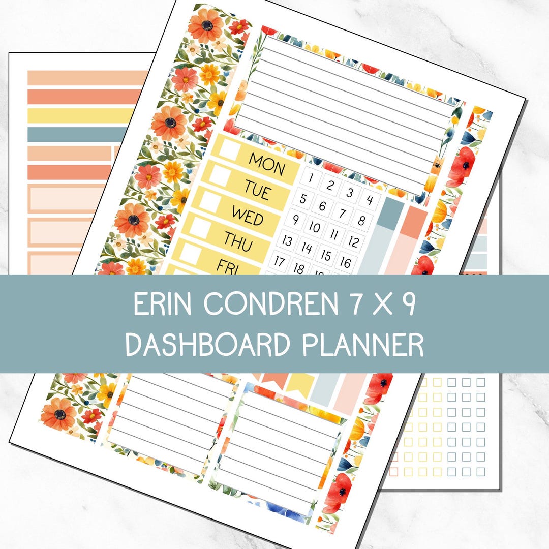 KIT 213 | Summer Fields - Erin Condren 7x9 Dashboard Planner | Digital ...