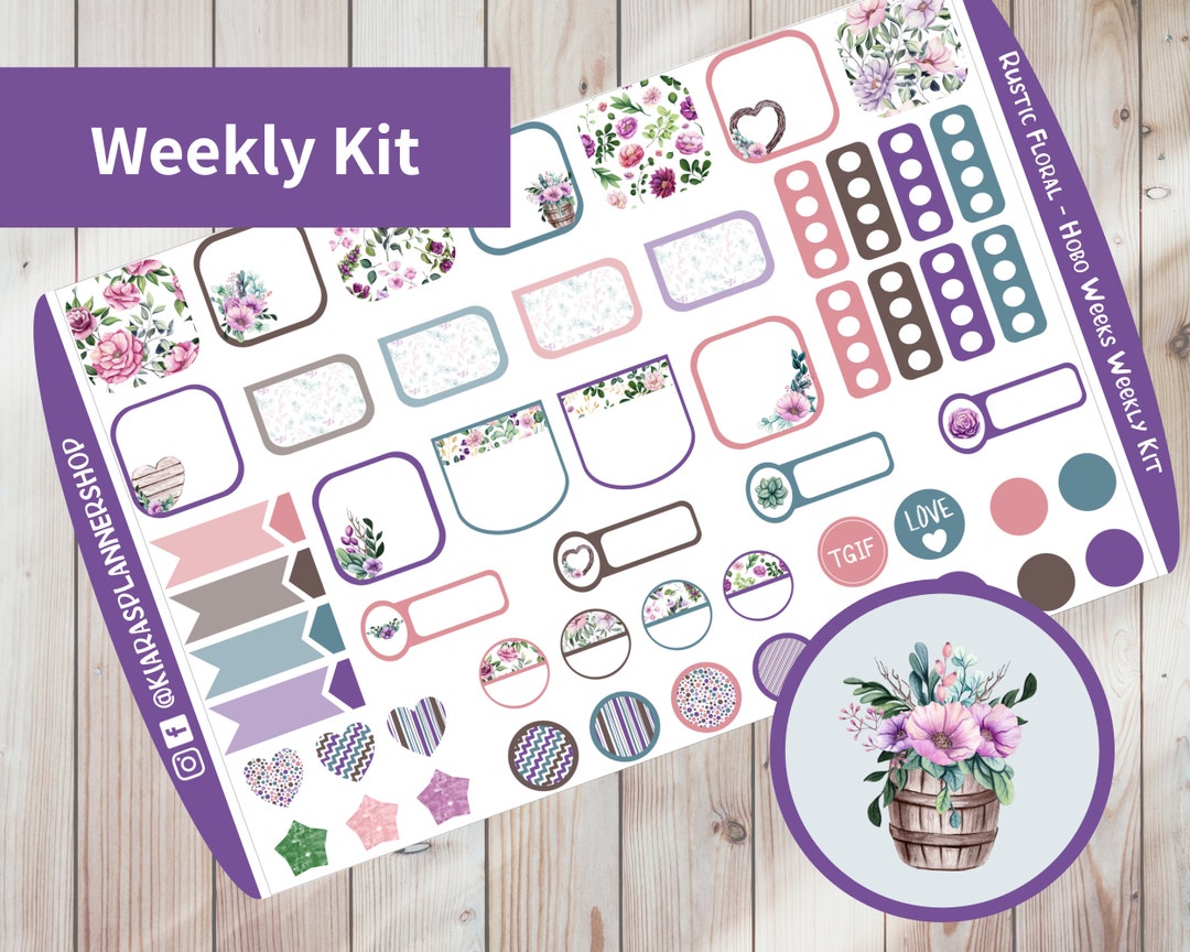 Rustic Floral - Hobonichi Weeks Printable Weekly Sticker Kit (RFWHW) (3 ...