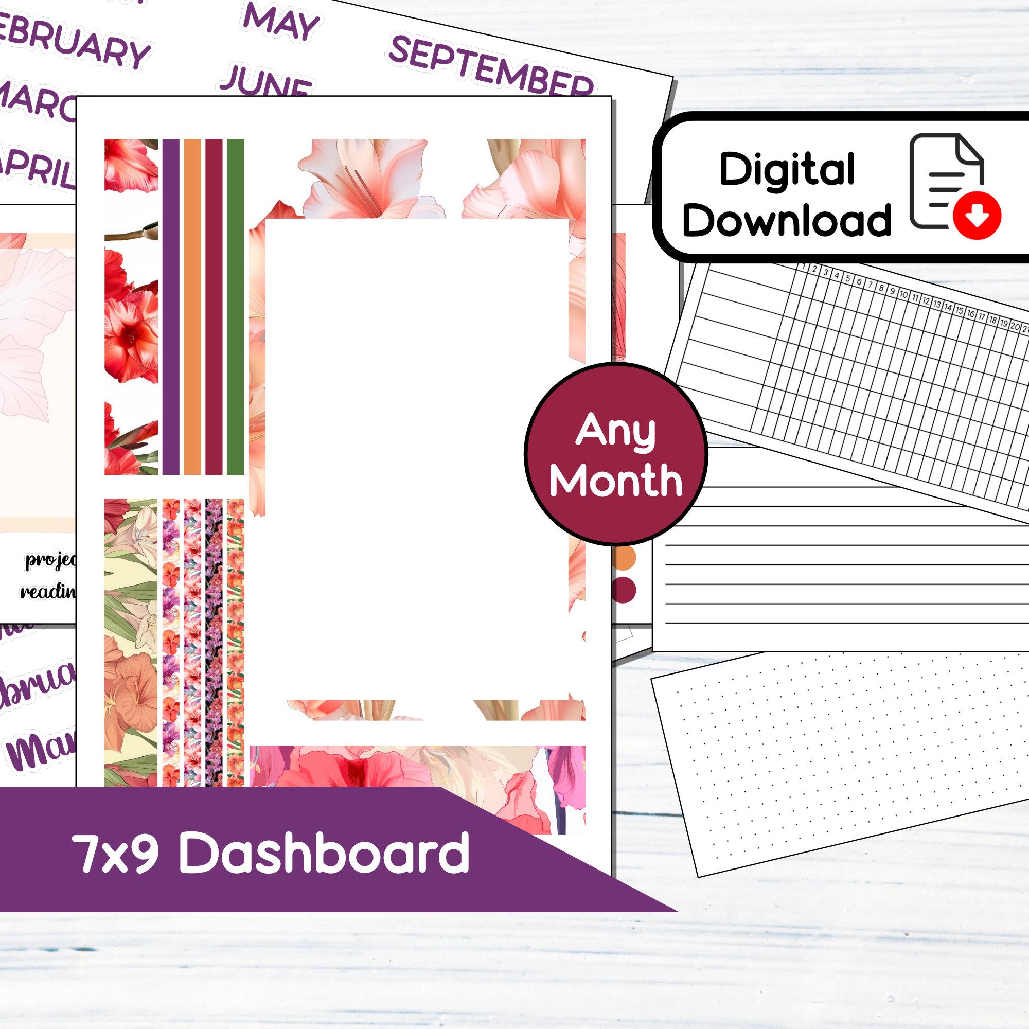 7x9 Dashboard - August Gladiolus Printable Dashboard Sticker Kit for ...