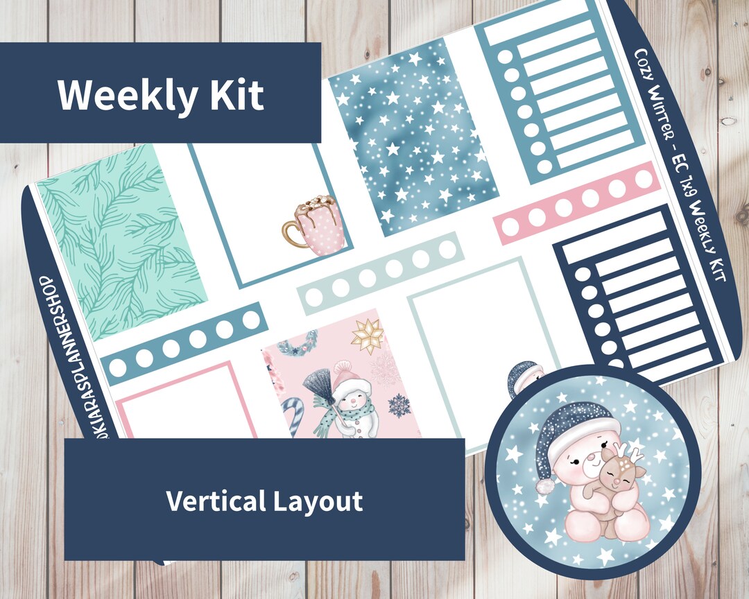 Cozy Winter Printable Vertical Weekly Sticker Kit for 7x9 Planners ...