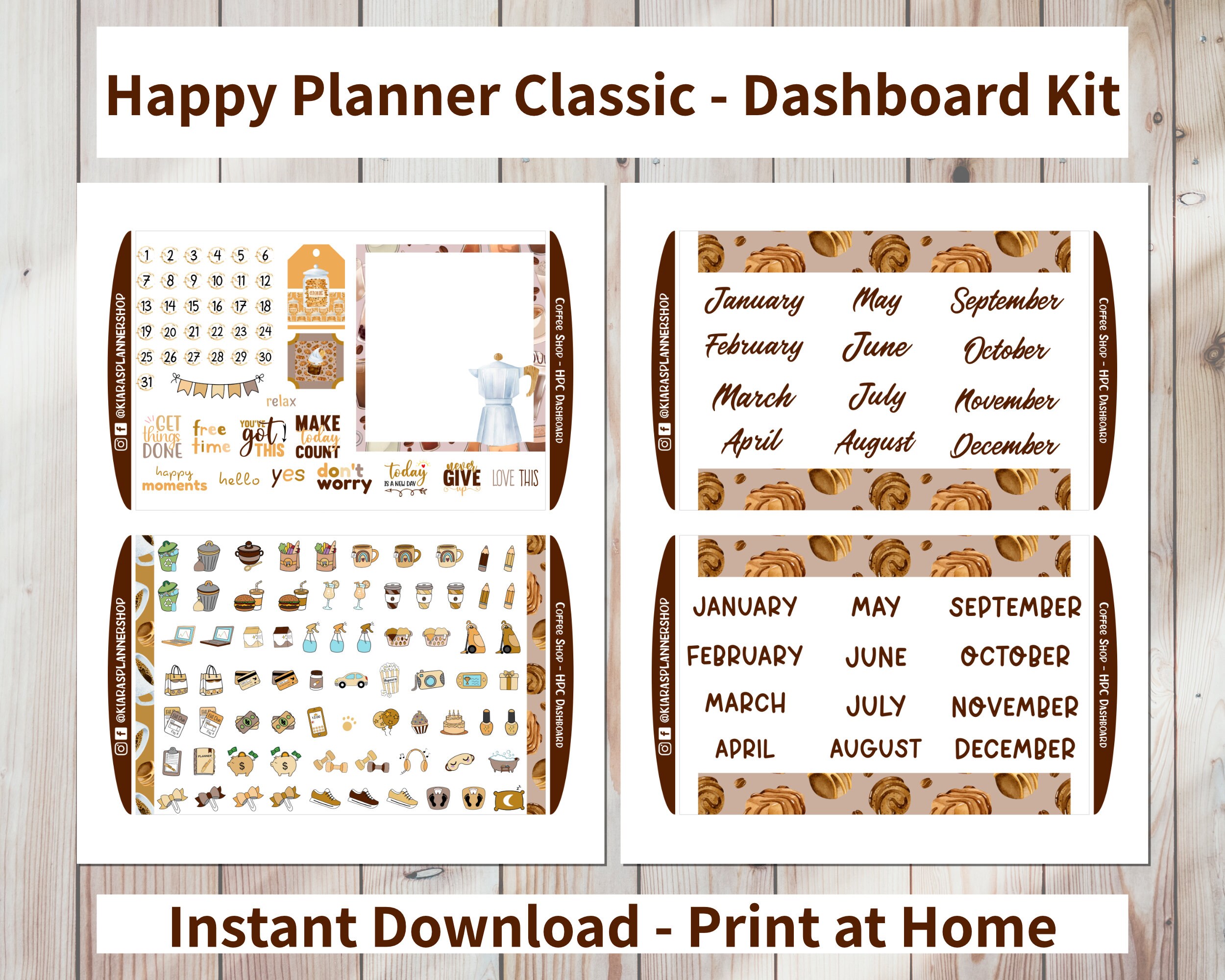 Coffee Shop - Printable Weekly Dashboard Sticker Kit for Happy Planner ...