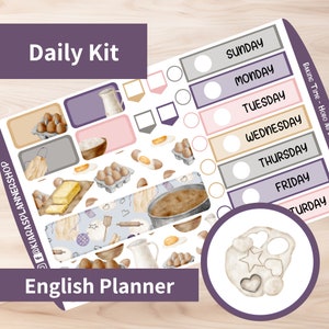 Tempo de cozimento - Hobonichi Original A6 (versão do planejador em inglês) Kit de adesivos diários / semanais para impressão (BTA6ED) (5,9x4,1)