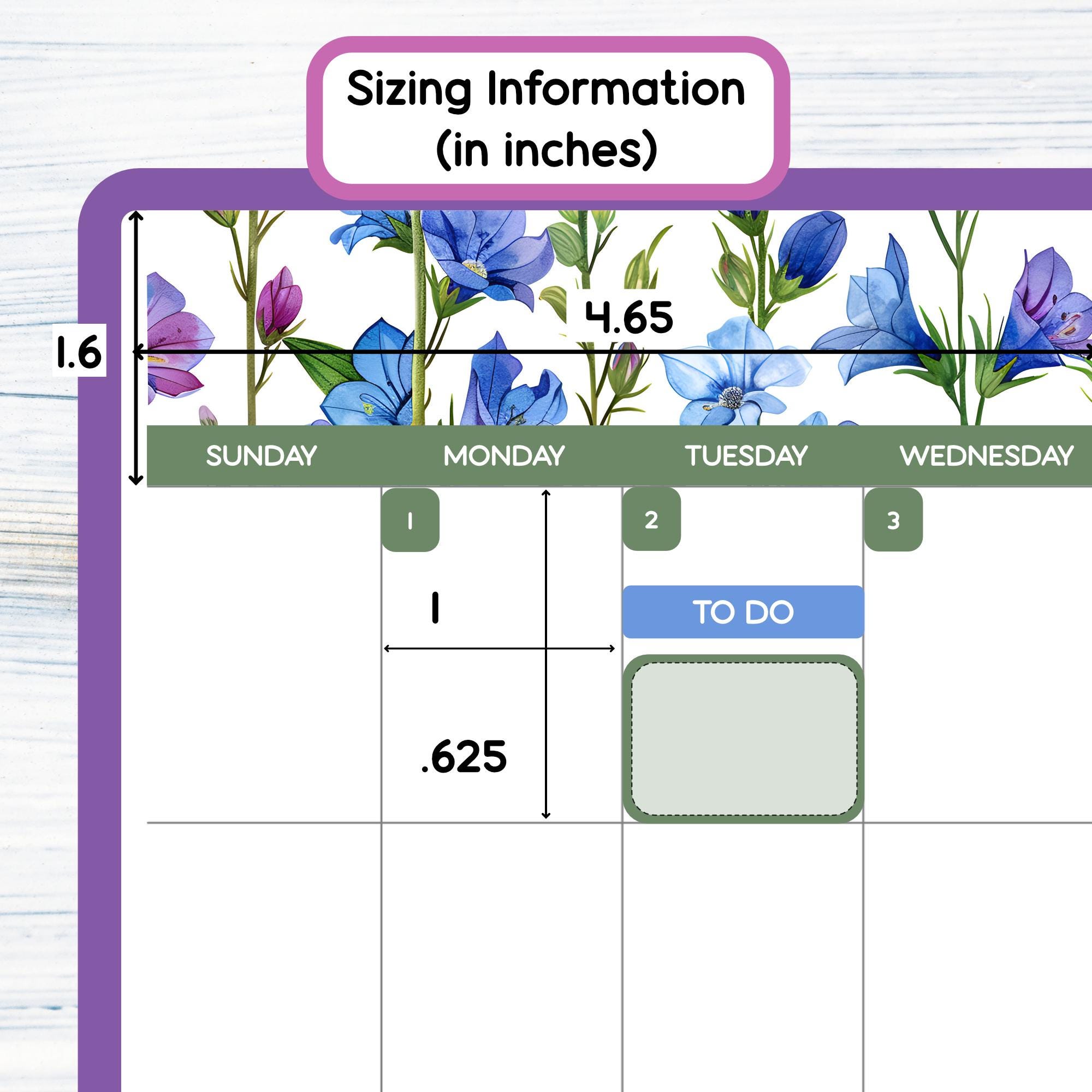 Small Monthly - July Larkspur - Printable Monthly Sticker Kit for ...