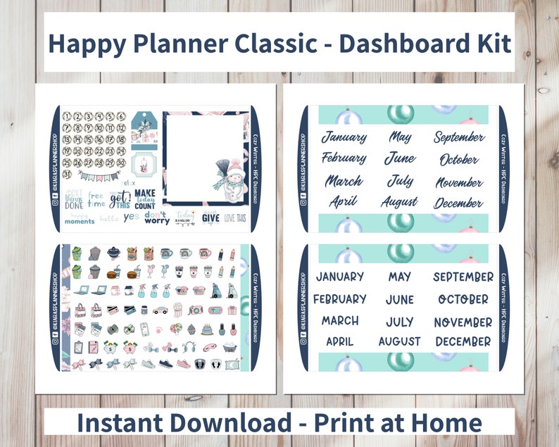 Cozy Winter Printable Weekly Dashboard Sticker Kit for Happy Planner ...
