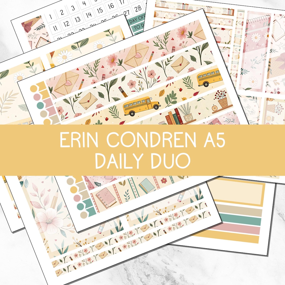 KIT 214 | School Days - Erin Condren A5 Daily Duo | Digital Download ...