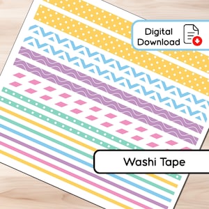 Esquema de Luz - Tiras de Fita Washi - 16 Adesivos - Várias Larguras - Download Instantâneo - BUJO