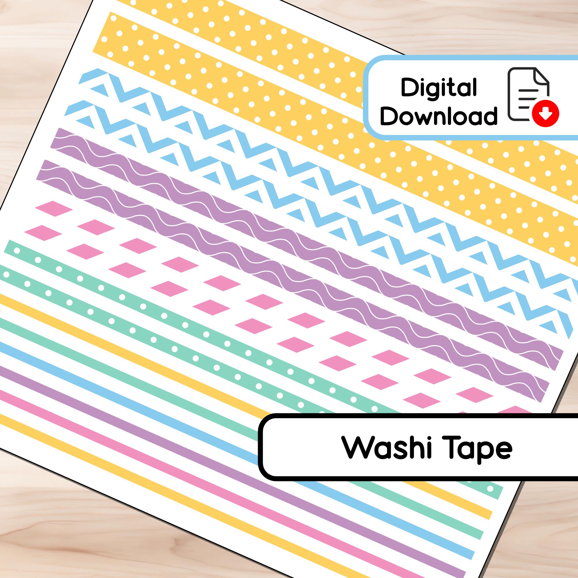 Light Scheme - Washi Tape Strips - 16 Stickers - Various Widths - Instant Download - BUJO