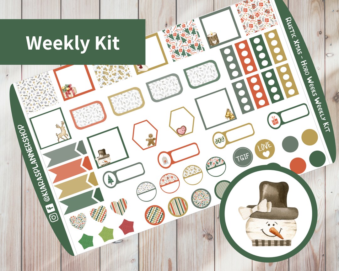 Rustic Xmas - Hobonichi Weeks Printable Weekly Sticker Kit (RCWHW) (3 ...