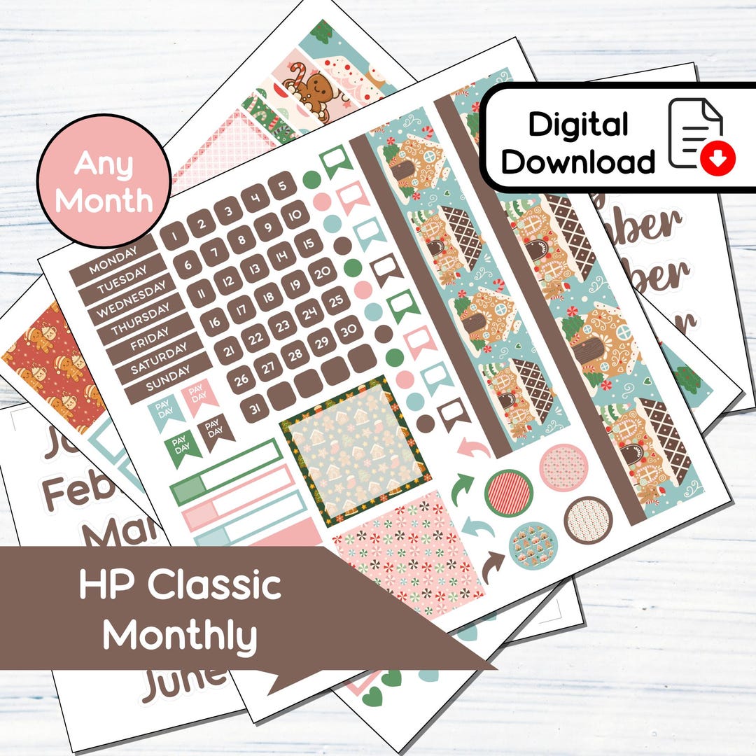 HP Classic Monthly - Sweet Holiday Printable Monthly Sticker Kit for ...