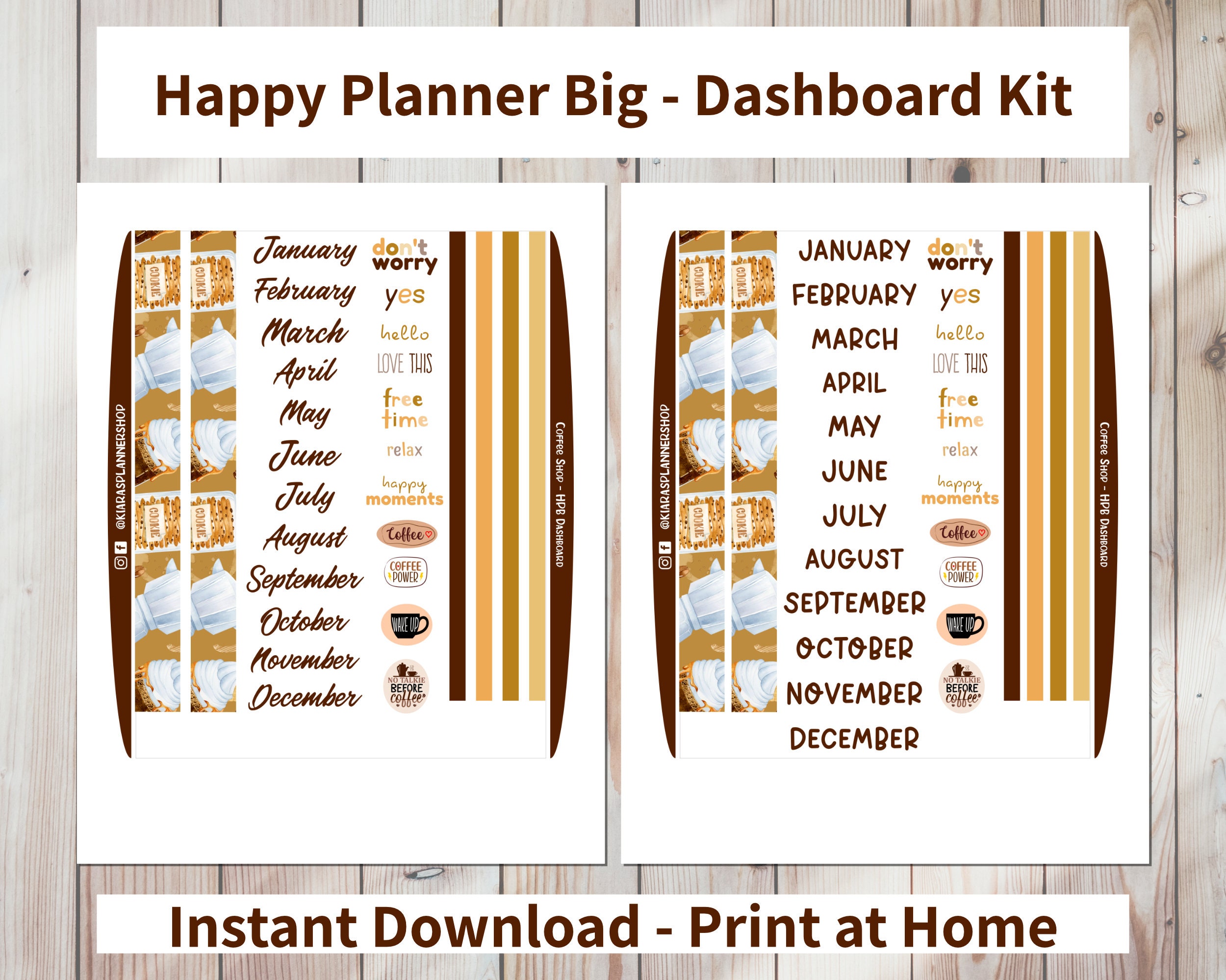 Coffee Shop - Printable Weekly Dashboard Sticker Kit for Happy Planner ...