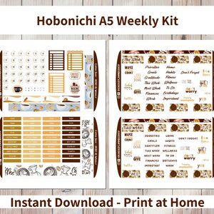 Coffee Shop - Hobonichi Cousin A5 Printable Weekly Sticker Kit (CSA5HW ...