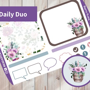 Rustic Floral - Printable Daily Duo Sticker Kit for 7x9 Planners (RF79DUO) Erin Condren ECLP