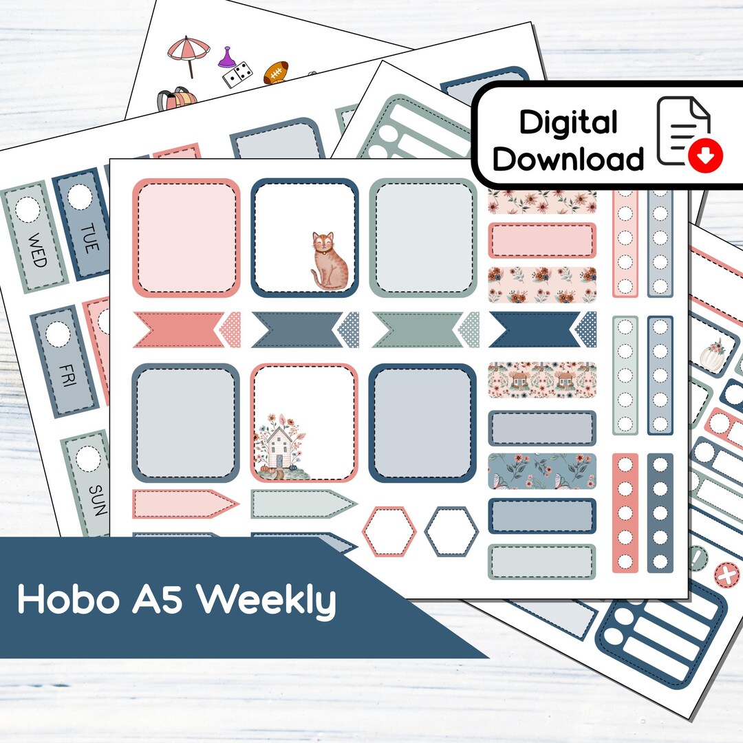 Hobonichi Cousin A5 Weekly - Floral Fall Printable Weekly Sticker Kit ...