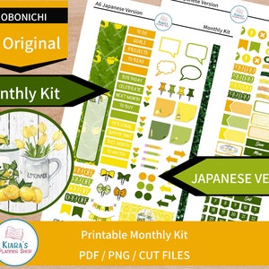 Farmhouse Lemons - Hobonichi Original A6 (versão japonesa) Kit de adesivos mensais para impressão (FLA6JHM) (5,9x4,1)