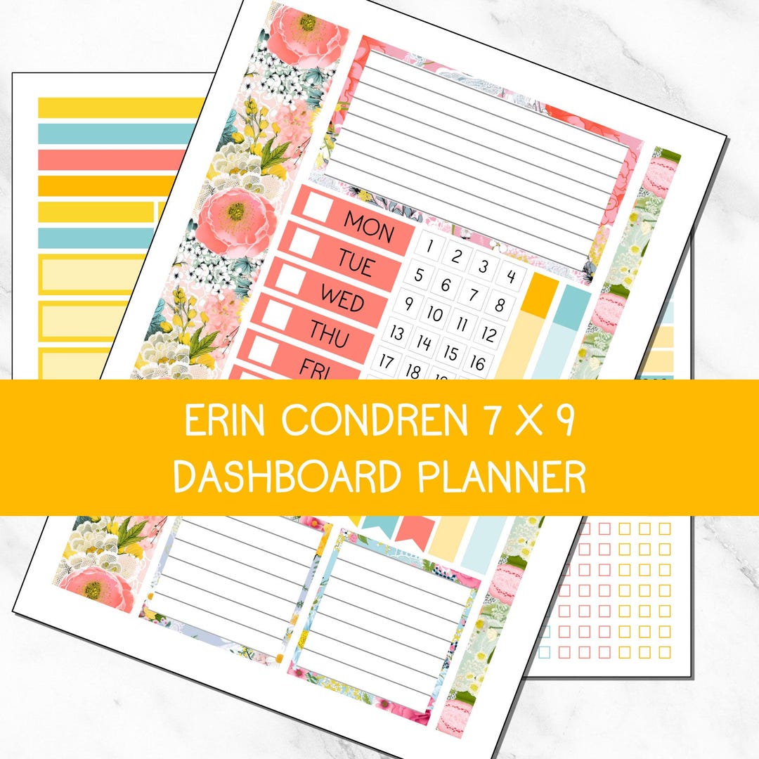 KIT 204 | Lace Bouquet - Erin Condren 7x9 Dashboard Planner | Digital ...