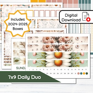 7x9 Daily Duo - April Daisy Druckbares Sticker Kit für 7x9 Planer Erin Condren - Instant Download Kit BF4