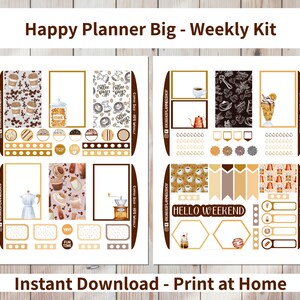 Coffee Shop - Printable Weekly Sticker Kit for Happy Planner BIG ...