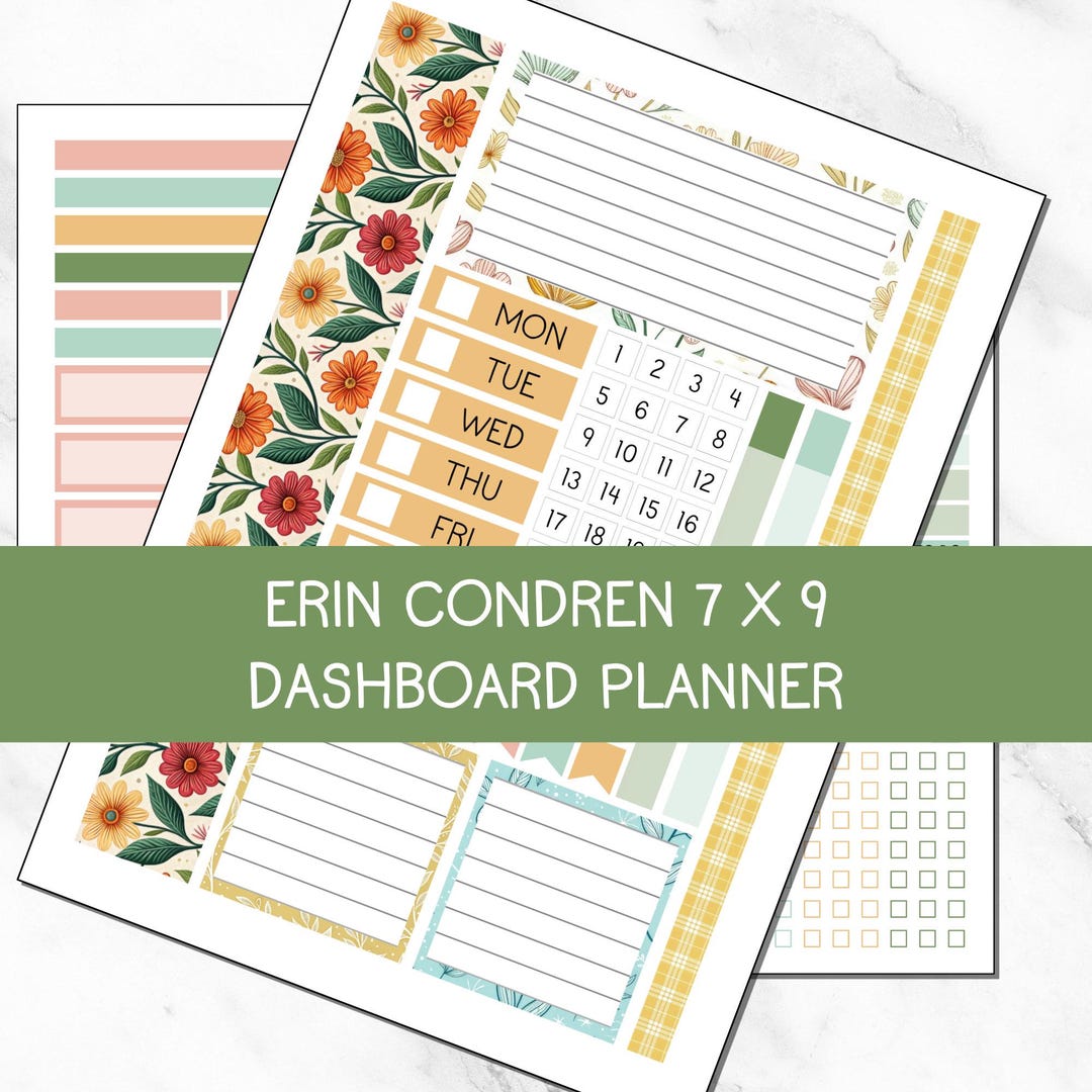 KIT 208 | Sweet Spring - Erin Condren 7x9 Dashboard Planner | Digital ...