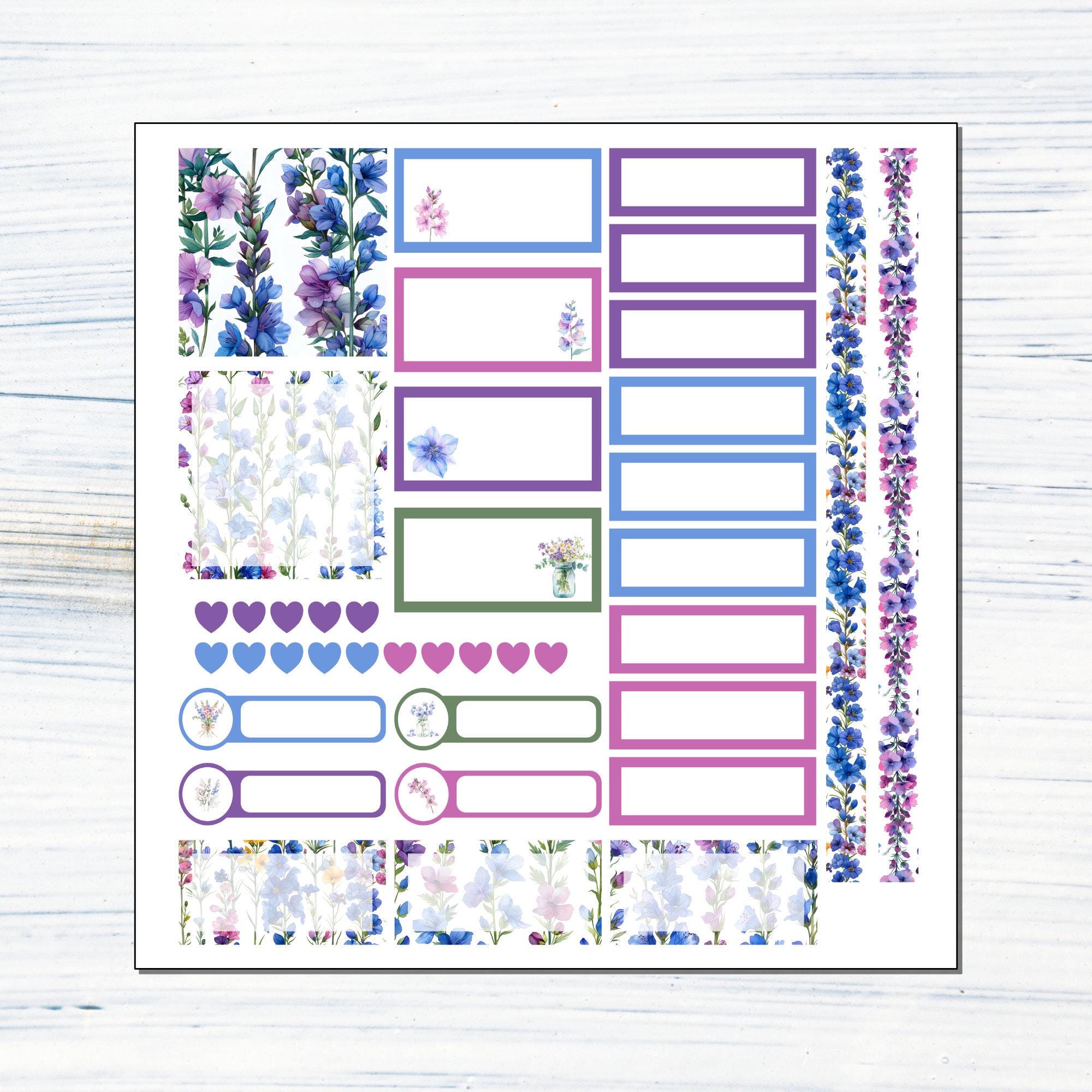 HP BIG Monthly - July Larkspur Printable Monthly Sticker Kit for Happy ...