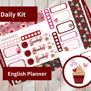 Valentinstag - Hobonichi Original A6 (englische Planer Version) bedruckbare tägliche / wöchentliche Sticker Kit (VDA6ED) (5.9x4.1)
