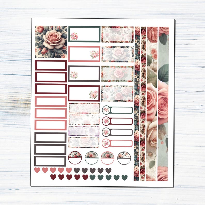 HP Classic Monthly - June Roses Printable Monthly Sticker Kit for Happy ...