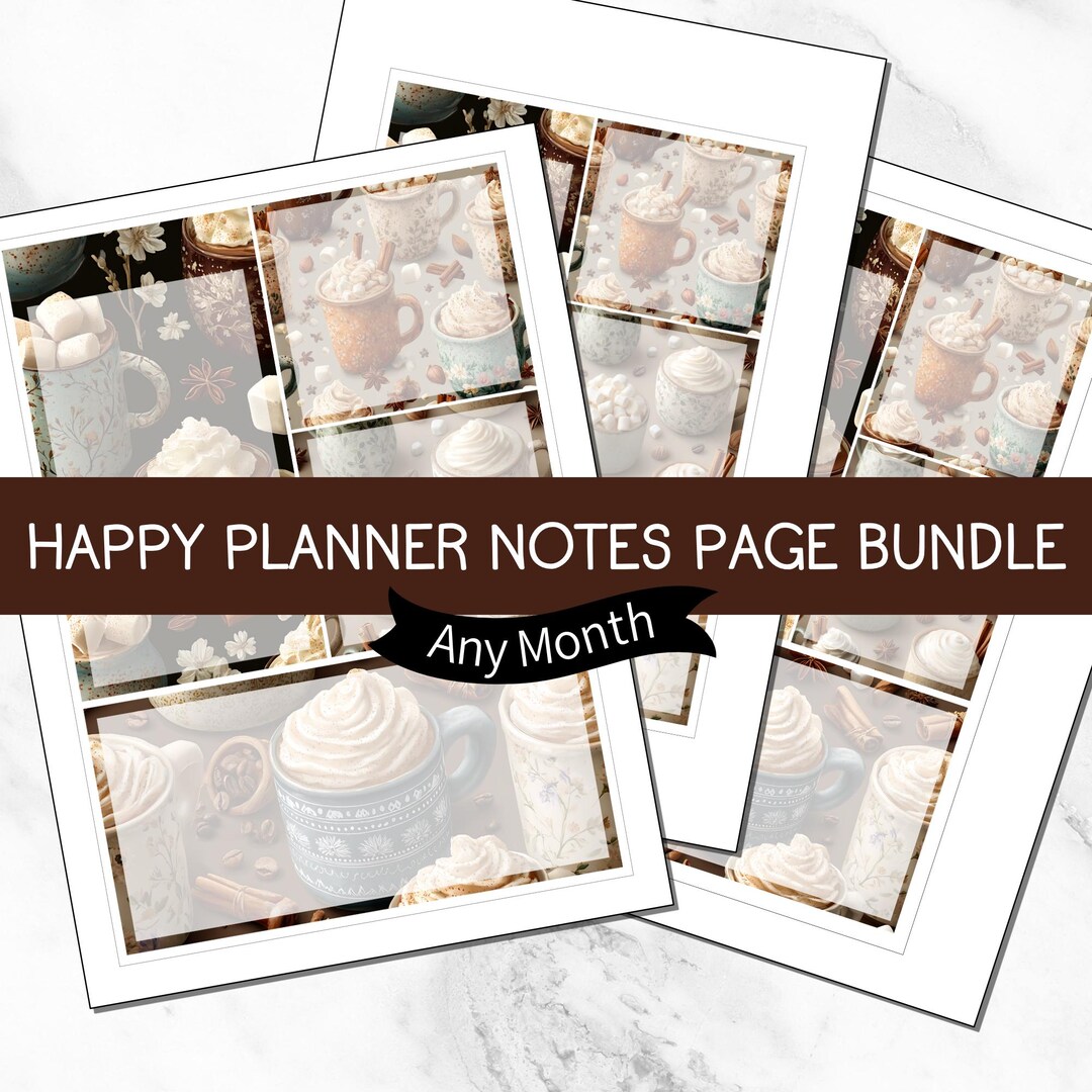 Coco Note Pages KIT 200 | Marshmallow Cocoa | Any Month | Notes Pages | HP BIG, Classic ...