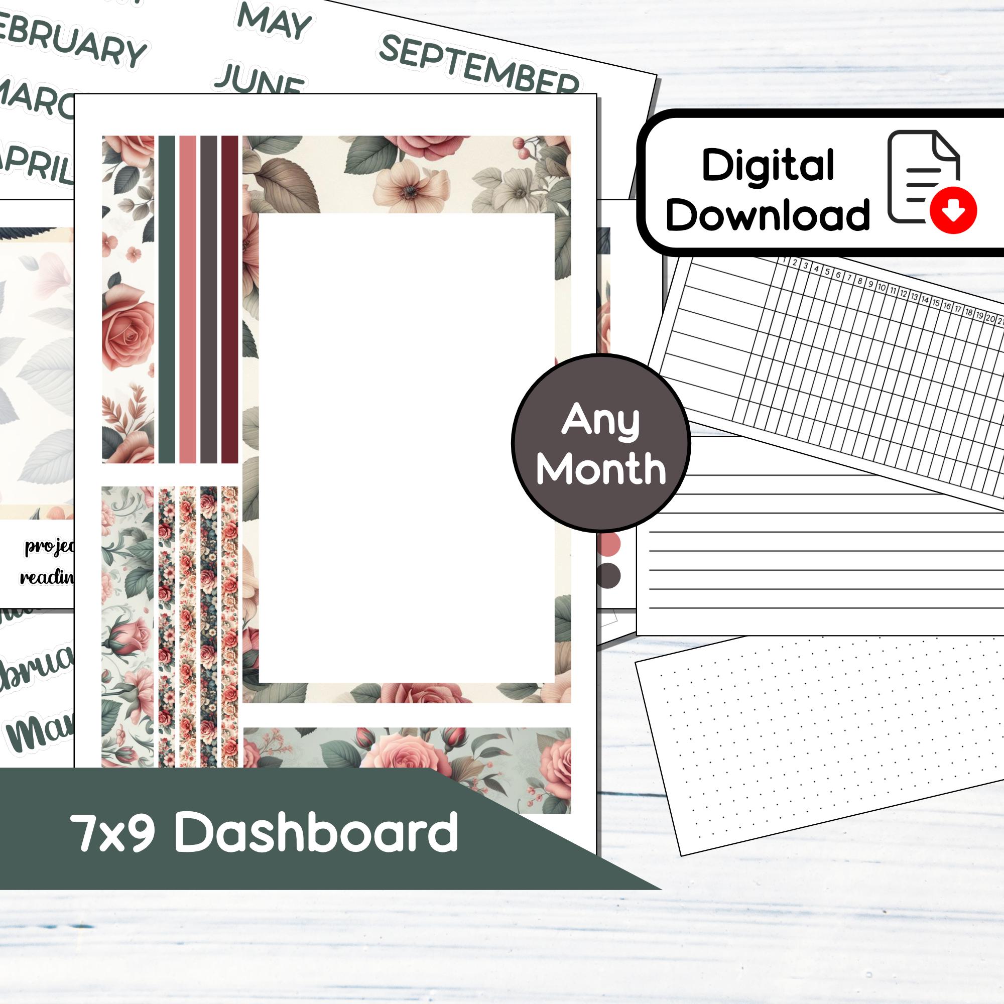 7x9 Dashboard - June Roses Printable Dashboard Sticker Kit for 7x9 ...