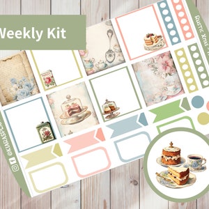 Chá Vintage - Hobonichi Cousin A5 Kit de adesivos semanais para impressão (VTA5HW) (5,8x8,3)