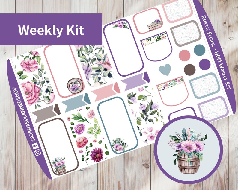 Rustic Floral - Printable Weekly Sticker Kit for Happy Planner Mini ...