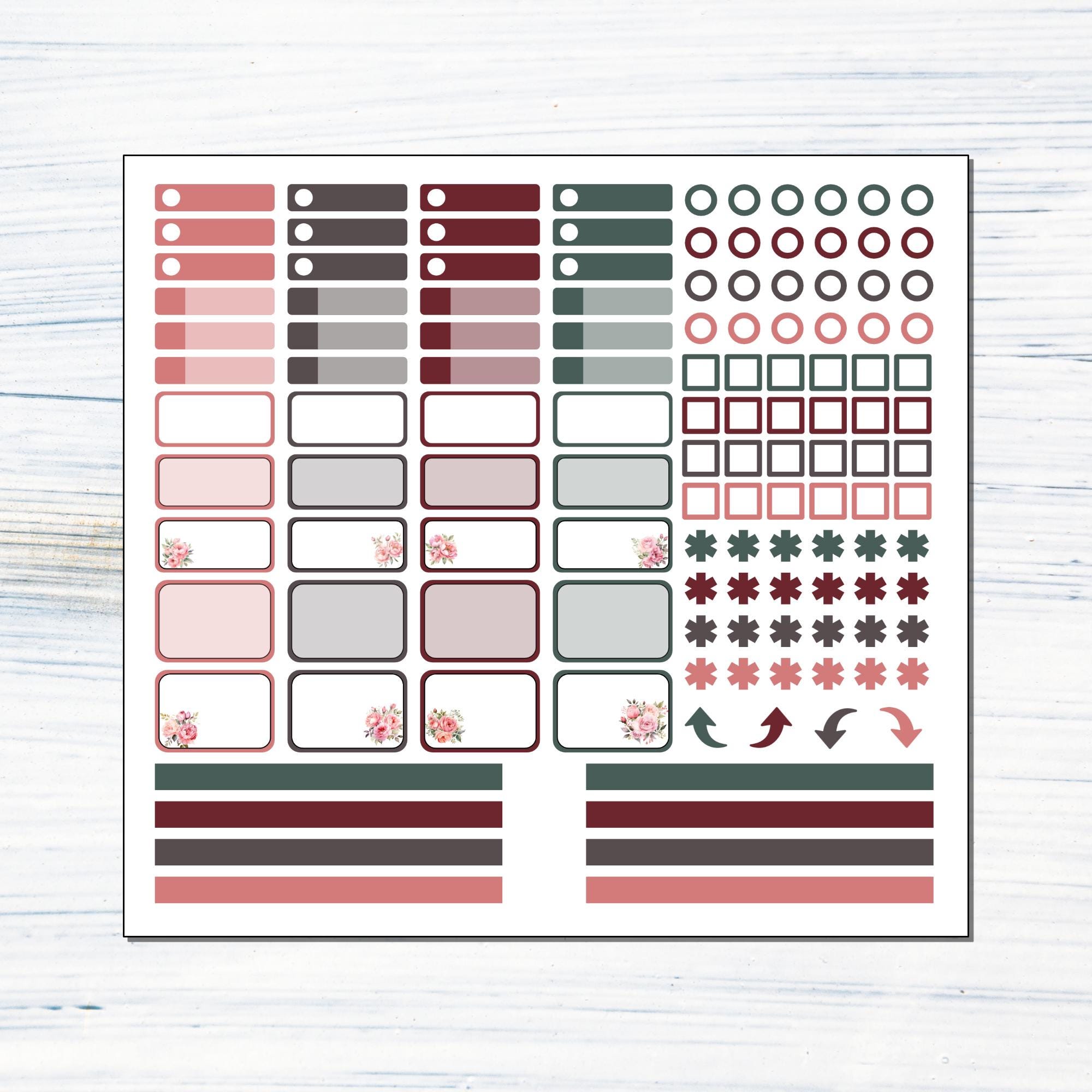 Large Monthly - June Rose - Printable Monthly Sticker Kit for Laurel ...