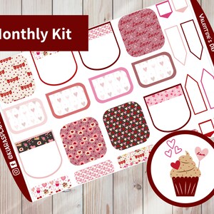 Dia dos Namorados - Kit de adesivos mensais imprimíveis para planejadores A5 (VDA5M) (5,8 x 8,3) Erin Condren ECLP