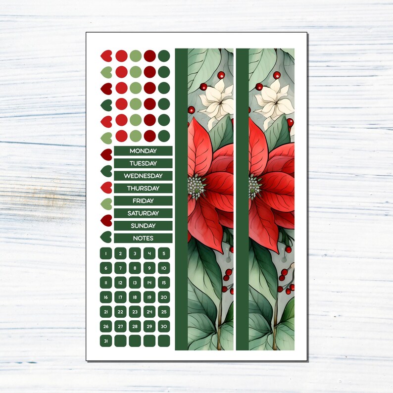 Scout Large Monthly - Poinsettias - Printable Monthly Sticker Kit for ...
