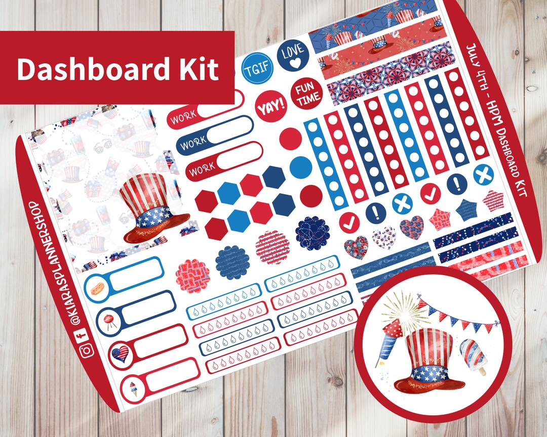 July 4th - Printable Weekly Dashboard Sticker Kit for Happy Planner ...