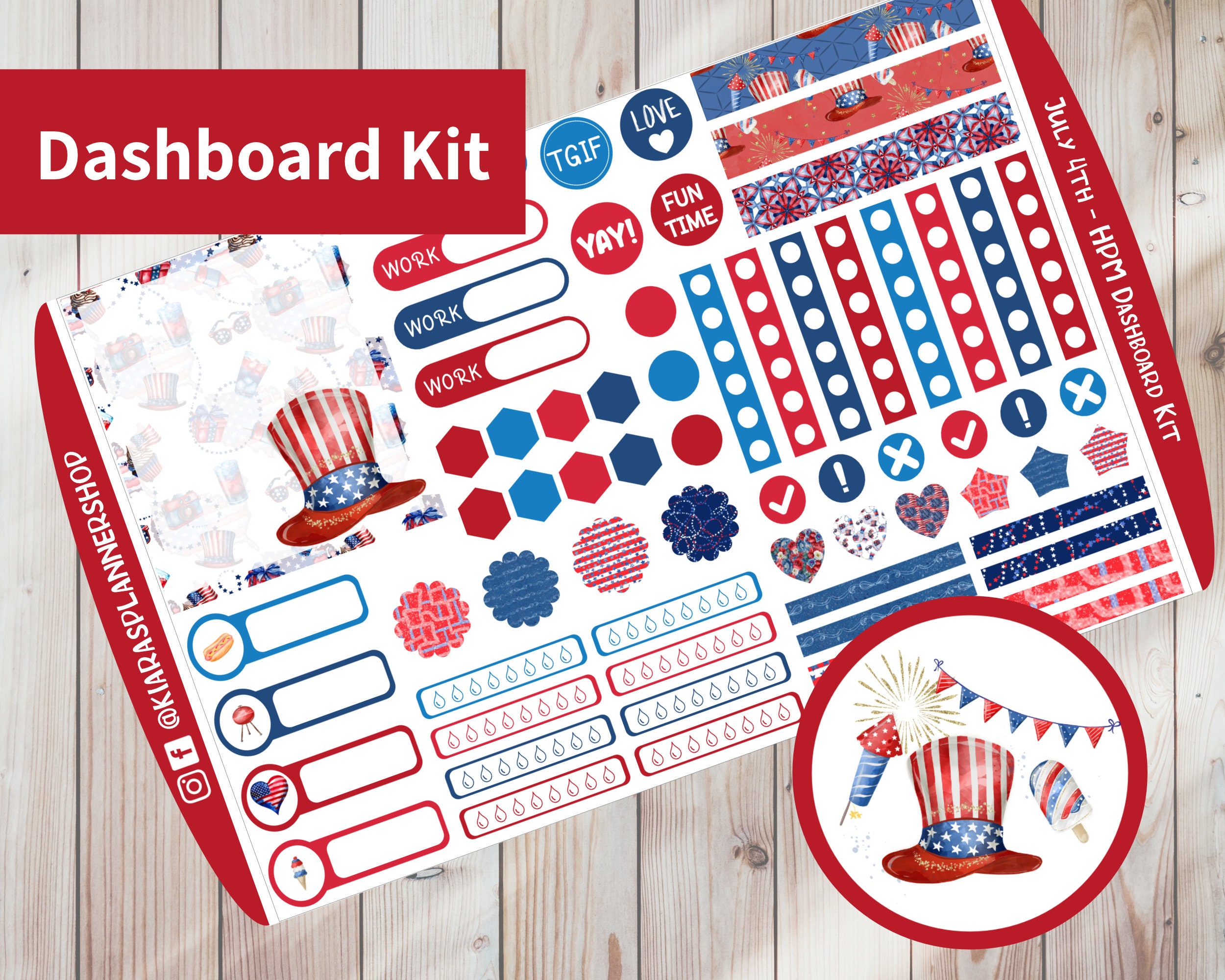 July 4th - Printable Weekly Dashboard Sticker Kit for Happy Planner ...