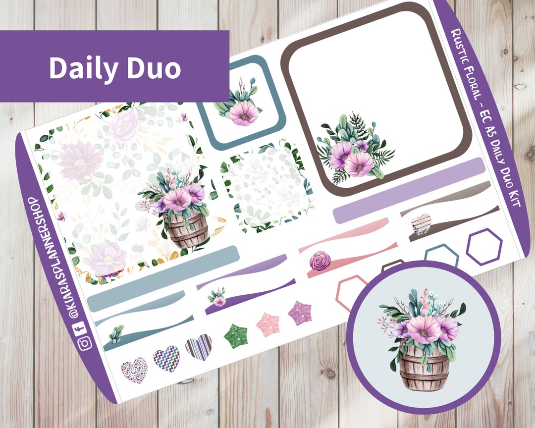 Rustic Floral Printable A5 Daily Duo Sticker Kit for A5 Planners ...