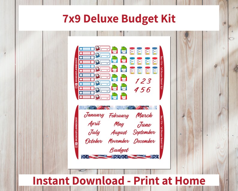 DELUXE 7x9 BUDGET - July 4th Printable Monthly Budget Kit (J479DB) (7x9 ...