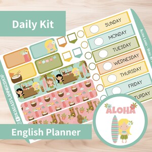 Aloha Luau - Hobonichi Original A6 (versão do planejador em inglês) Kit de adesivos diários / semanais para impressão (ALA6ED) (5,9x4,1)