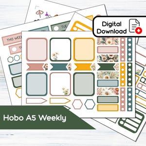 Hobonichi Cousin A5 Weekly - Kit de adesivos semanais para impressão April Daisy (5,8 x 8,3) - Kit de download instantâneo BF4