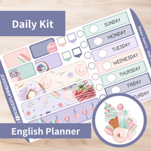 Zuckerhaltige Süßigkeiten – Hobonichi Original A6 (englische Planerversion) druckbares tägliches/wöchentliches Aufkleber-Set (SSA6ED) (5,9 x 4,1)