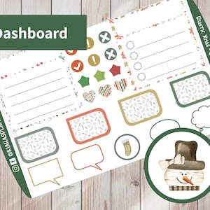Natal rústico - kit de adesivos de painel mensal para impressão para planejadores A5 (RCA5DASH) (5,8 x 8,3) Erin Condren ECLP