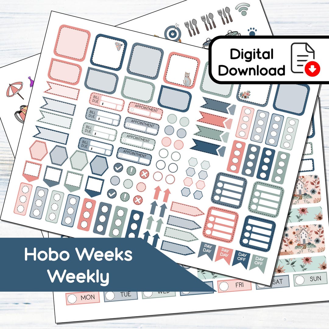 Hobonichi Weeks Weekly - Floral Fall Printable Weekly Sticker Kit (3 ...