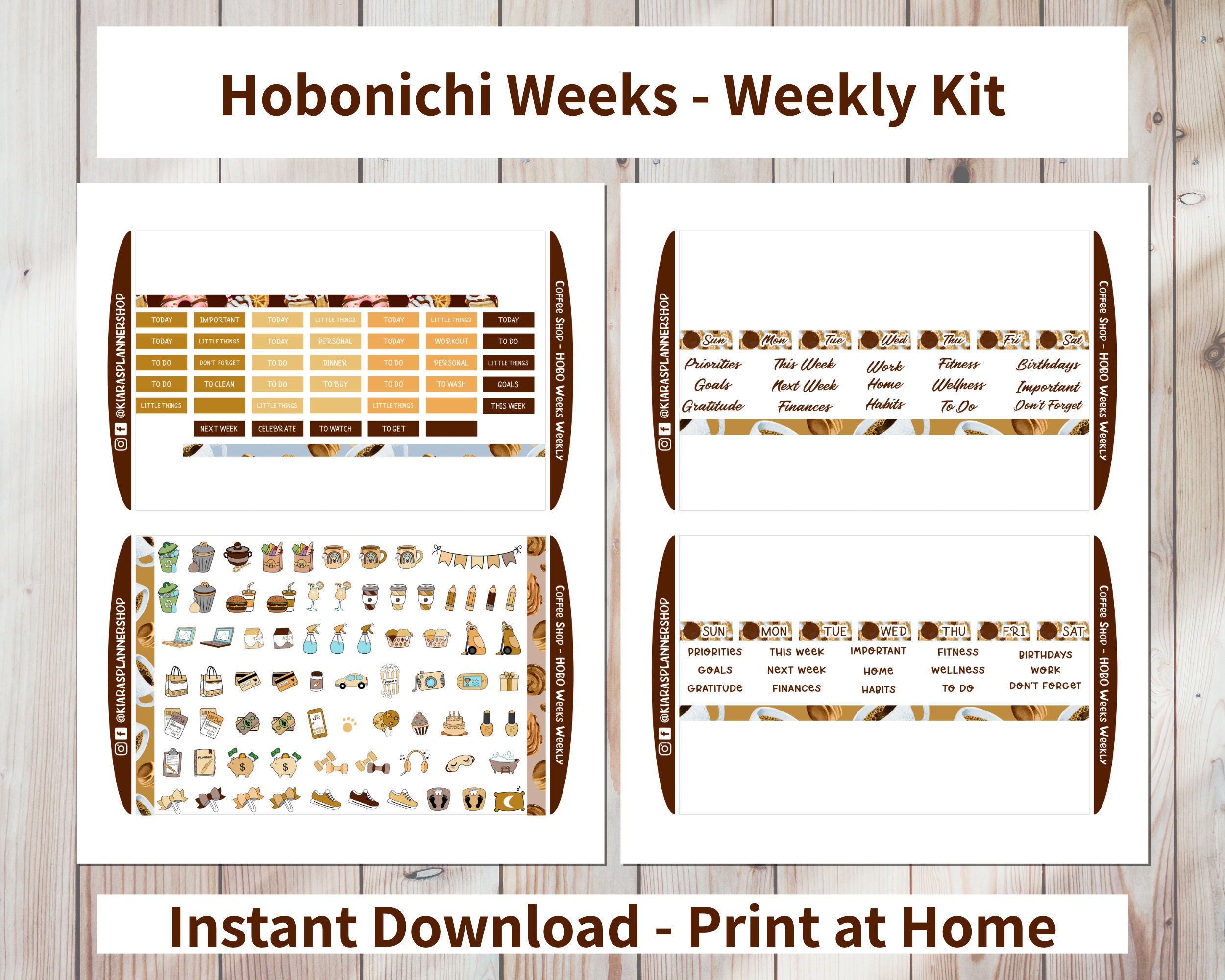 Coffee Shop - Hobonichi Weeks Printable Weekly Sticker Kit (CSWHW) (3 ...