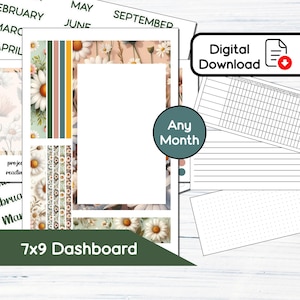 Painel 7x9 - Kit de adesivos para painel imprimível April Daisy para planejadores 7x9 Erin Condren - Kit de download instantâneo BF4
